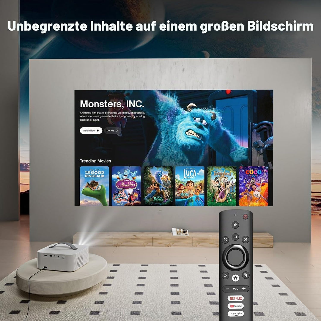 Videoprojektor 4 K 【Integrierte App/Dolby Audio】 1080P Nativer Videoprojektor, WiFi6, Bluetooth Liso