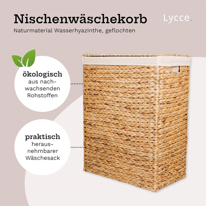 Lycce Wäschekorb mit Deckel 80L Nischenwäschekorb Wasserhyazinthe (Gr. 3) Grösse 3, Grösse 3