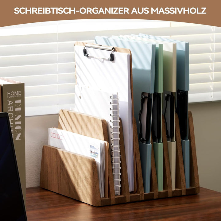 KIRIGEN Desktop File Document Holder Stand 7 Slots Mail Paper Organizer Desk Sorter Holder for File