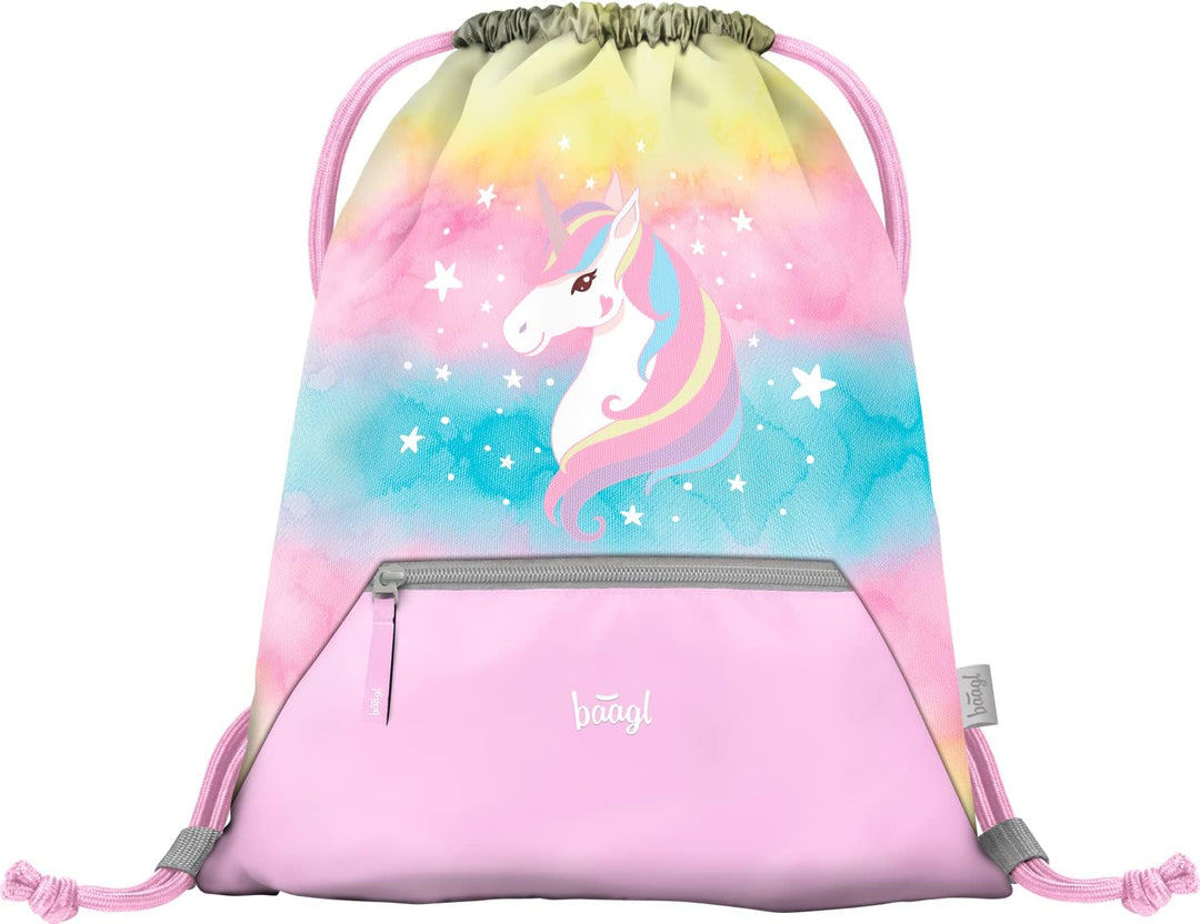 Baagl Schulranzen Mädchen Set 3 Teilig (Zippy Schultasche für 1. Klasse, Mäppchen, Turnbeutel), Grun