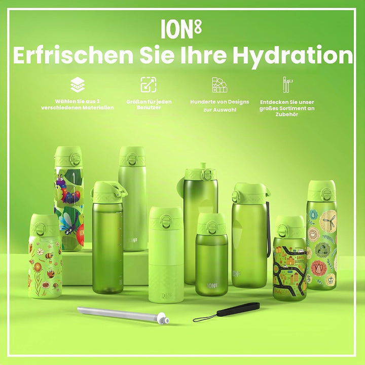 ION8 1 Liter Trinkflasche, 1000ml, Auslaufsicher, Einhandöffnung, Sichere Verriegelung, Spülmaschine