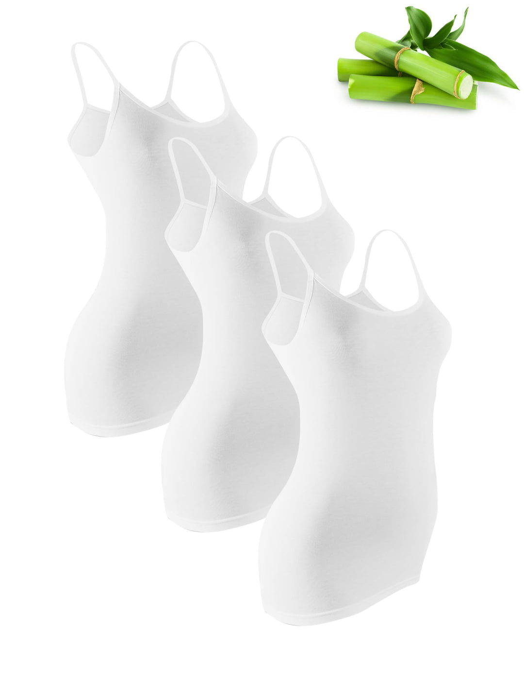 Basic Treasure 3er-Pack Unterhemden Damen, Spaghettiträger Top Damen, Premium Bambus Unterhemd Damen