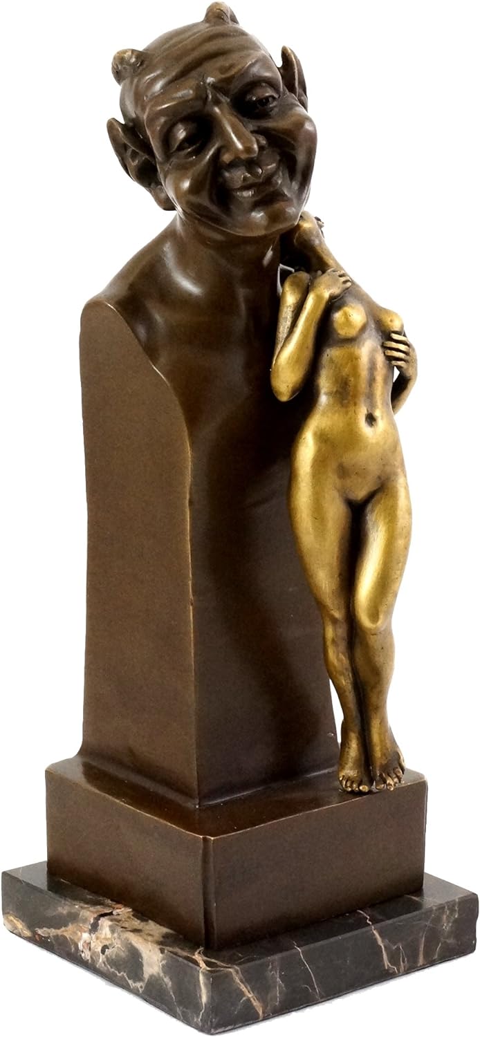 Bronzefigur - Akt Figur - Faun Büste mit Jungfrau - Wiener Bronze - Bergmann-Stempel - Vienna - Teuf