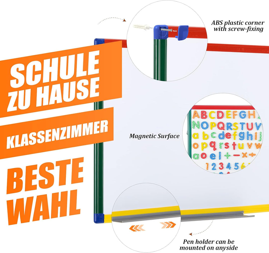 Swansea Whiteboard für Kinder, 60x45cm, Doppelseitig, Kleine Magnettafel Kinder Wand mit Maker für S