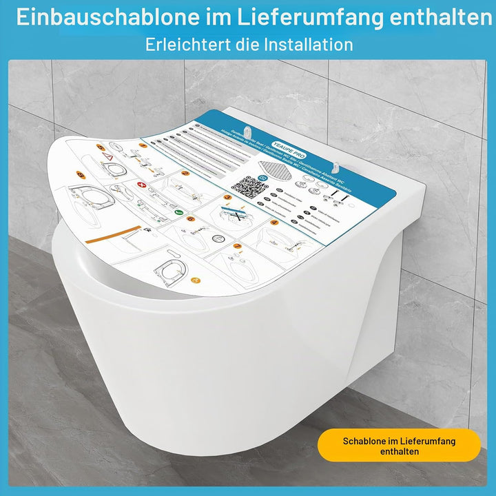 YEAUPE PRO Toilettendeckel mit Absenkautomatik D-Form Kurz aus PP, Schwarz | WC Sitz mit Schnellvers