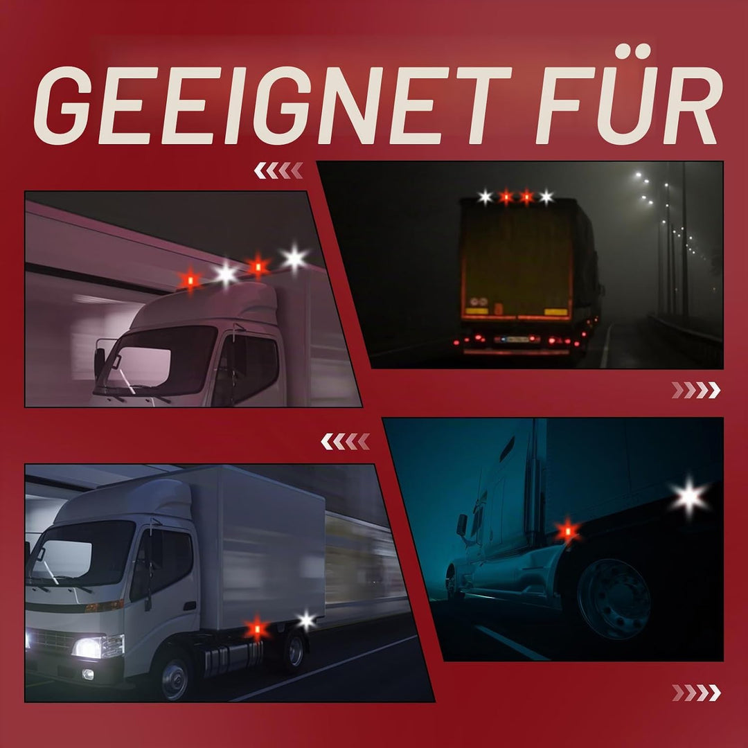 LED Seitenmarkierungsleuchten, Set mit 4 Seitenmarkierungsleuchten, rot, weiss, 12 V, 24 V, grosse L