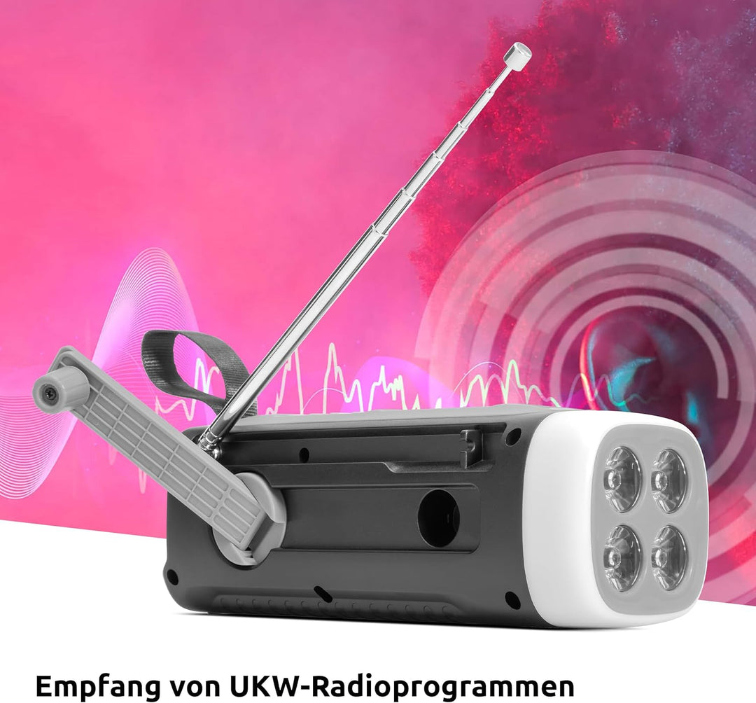 TechniSat Viola Kurbelradio – Notfallradio mit Solar und Kurbel, 4500 mAh Akku, UKW/FM, Bluetooth, L