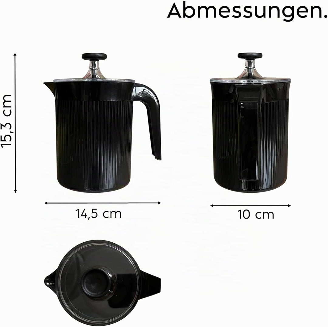 Snips | Cremix - Milchaufschäumer manuell | Farbe Schwarz - Black | 0,50 L | 10 x 14,50 x 15,30 cm |