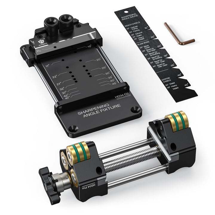 HONGDUI Schleifhilfe Stechbeitel Kit, mit Schärfhalter, Winkelvorrichtung, Schnelle Winkeleinstellun