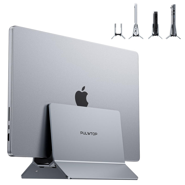 PULWTOP Vertikaler Laptop Ständer, MacBook Ständer Aluminium Halterung mit Verstellbarer Vertikal St