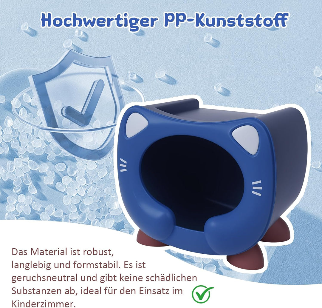 Spielzeug Aufbewahrungsbox Stapelbar Kinderzimmer Plastik Kiste Katzendesign Blau, Blau