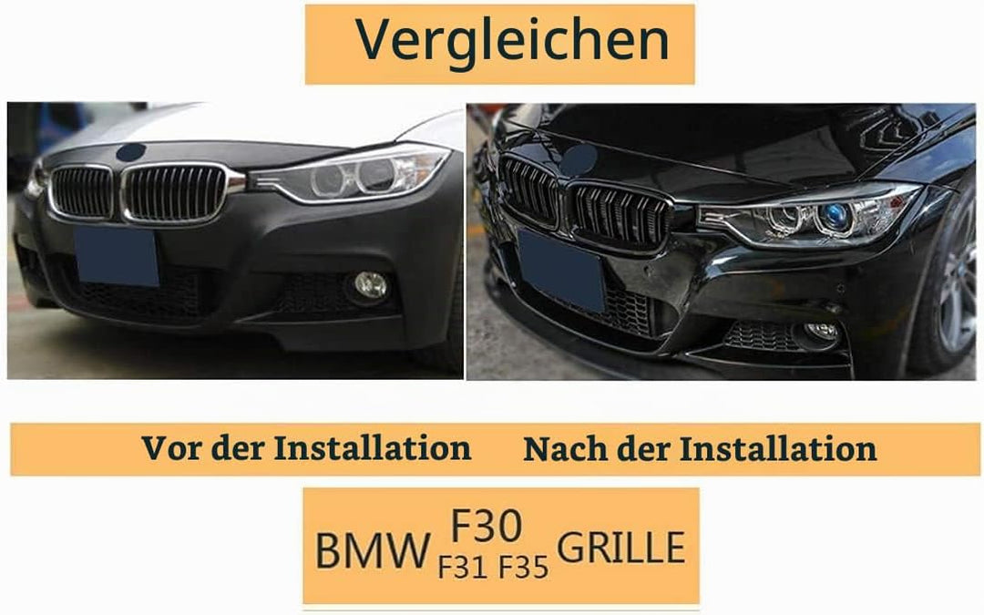 Gangying F30 F31 Nieren Schwarz Kühlergrill Streifen F30 Kühlergrill für BMW 3er f30 Nieren Schwarz
