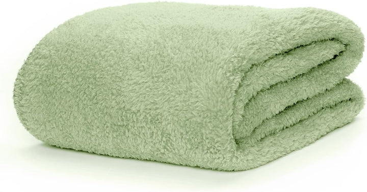 Snug Rug Sage-Grüne Decke aus Sherpa-Fleece, flauschig, luxuriös, für Sofadecken, warme Winterdecke,