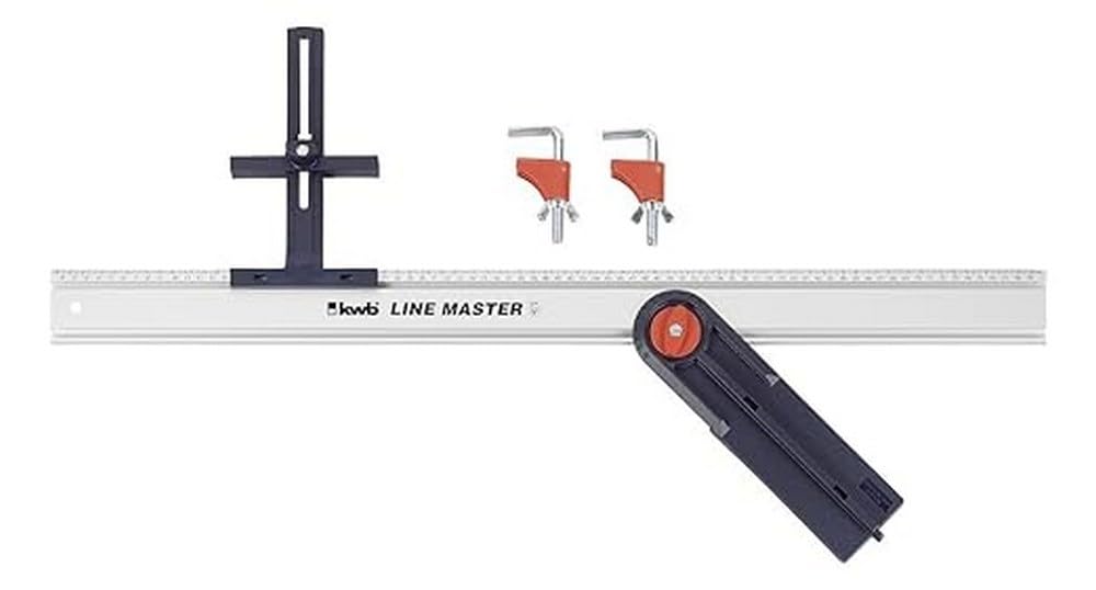 kwb LINE-MASTER Präzisionslineal 800 mm, Vorteils-Set mit Führungsschiene, Sägeführung, Winkelanschl