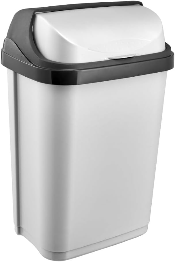 keeeper rasmus 2x Abfallbehälter mit Rolldeckel, 10 l, 25,5 x 19 x 39 cm, Light Silver Silber 2x 10