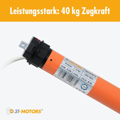 3T-MOTORS Rollladenmotor 3T35-13 (Zugkraft 13 Nm/40 kg) für 40 mm 8kant Rollladenwelle (SW40), mit m