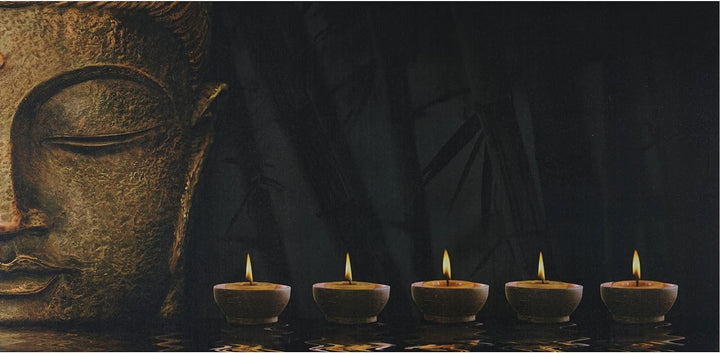 Mendler LED-Bild-AM, Leinwandbild Leuchtbild Wandbild, Timer FSC-zertifiziert - 110x55cm Buddha, fla