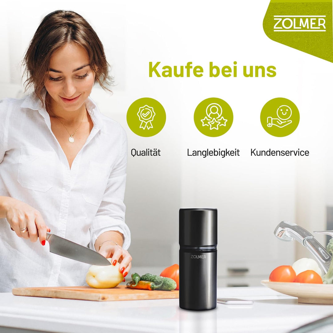 Muskatnuss Mühle mit Vorratsbehälter I Extra scharfes Mahlwerk für feinstes Muskatpulver I Muskatmüh
