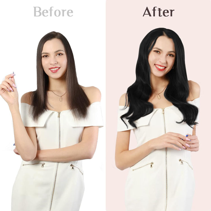 MAXITA Seamless Clip in Extensions Echthaar, 45cm 18 Zoll 110g 7 Stück Tief Schwarz PU Echthaar Exte