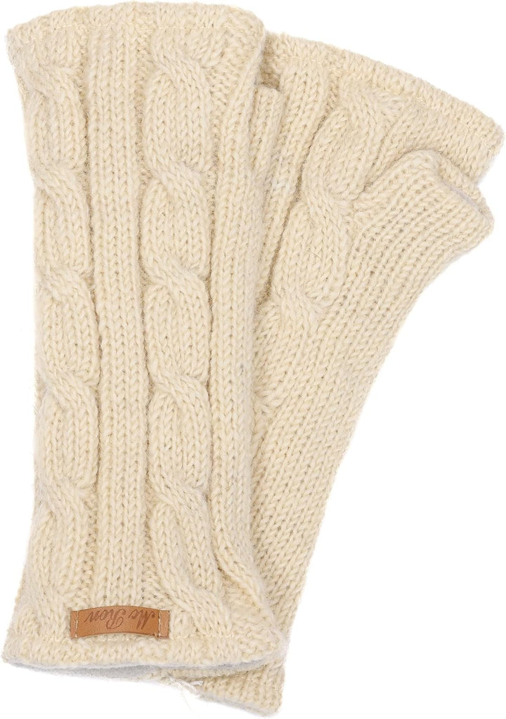 McRon Damen Gestrickte Pulswärmer Modell Emily Creme, Creme