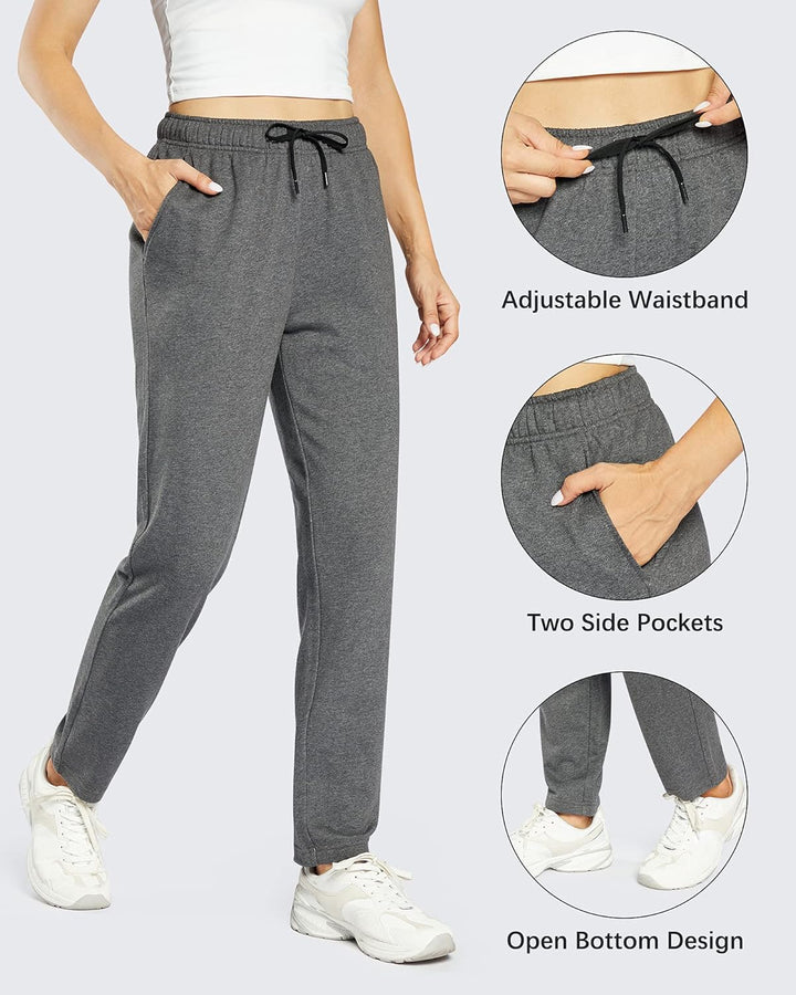 OUGES Jogginghose Damen Sporthose Lang Hose Baumwolle Freizeithose Trainingshose mit Taschen für Fra