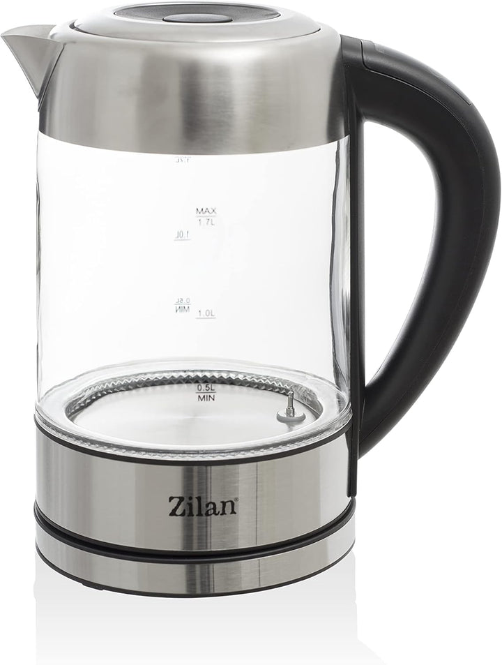 Zilan LED Glas Wasserkocher, Digitaldisplay, 1,7 l, 5 verschiedene Einstellungen, Kabelloser Wasserk