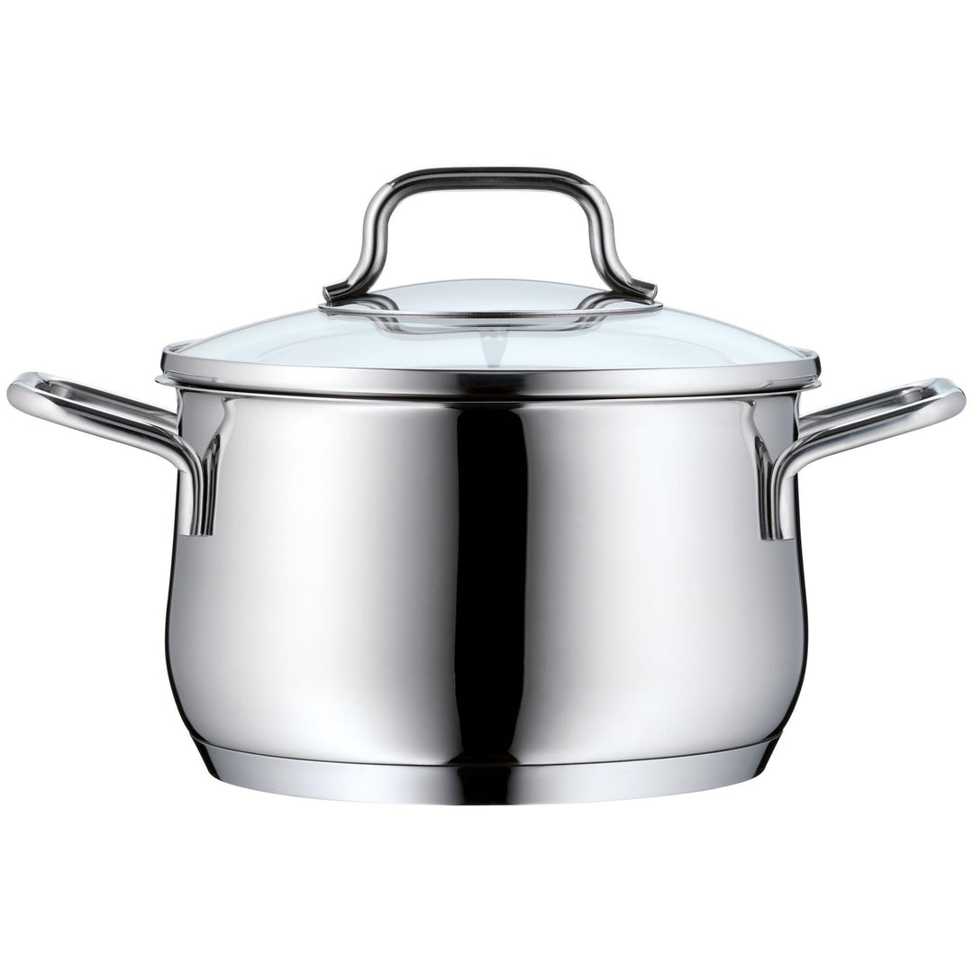 WMF Brilliant Kochtopf klein 16cm, Glasdeckel, Fleischtopf Induktion 2l, Cromargan Edelstahl satinie