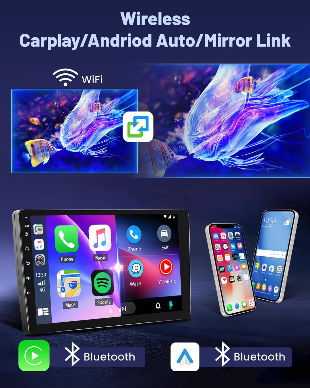 Hikity Autoradio für Mazda 2 2007-2014 [4+64GB] Android 15 Radio CarPlay Android Auto Wireless Bilds