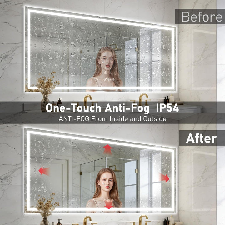 Badspiegel mit Beleuchtung LED, 80x180cm Spiegel mit Light, Wandspiegel mit Frontbeleuchtung, Antibe