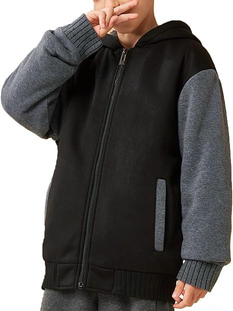 LLdress Kinder Fleecejacke Jungen Kapuzenjacke Sweatjacke Warme Winterjacken Jungen Kapuzenjacke mit