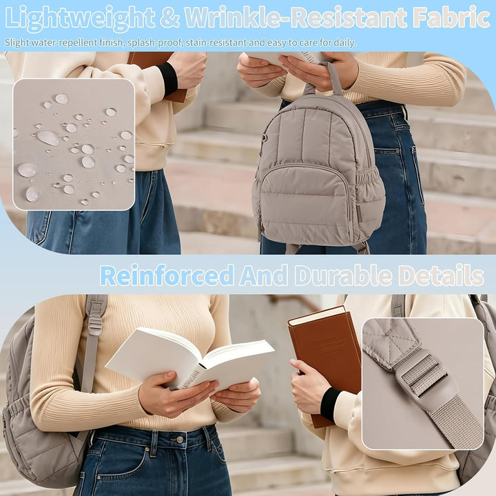 Rucksack Damen Klein,Leichte Puffer Cityrucksack Tagesrucksack | Puffer Laptop Rucksack Damen für 13