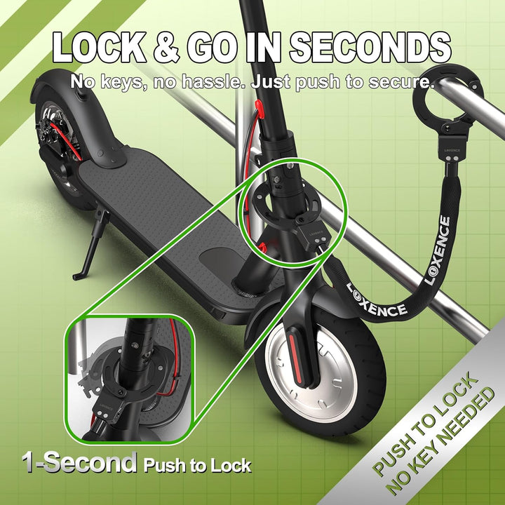 E Scooter Schloss, Handschellenschloss mit Wasserdichte Tasche, 92cm Hochsicherheits-Schlösser, Fahr