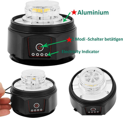 AGRISHOP 12V/24V LED Kabellos Blitzleuchte Mit Magnetfuss,36LED 2Modus Amber Blinkleuchte Orange Gel
