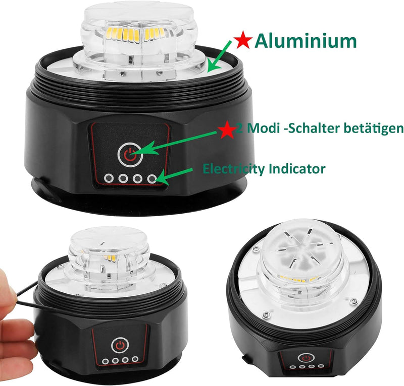 AGRISHOP 12V/24V LED Kabellos Blitzleuchte Mit Magnetfuss,36LED 2Modus Amber Blinkleuchte Orange Gel
