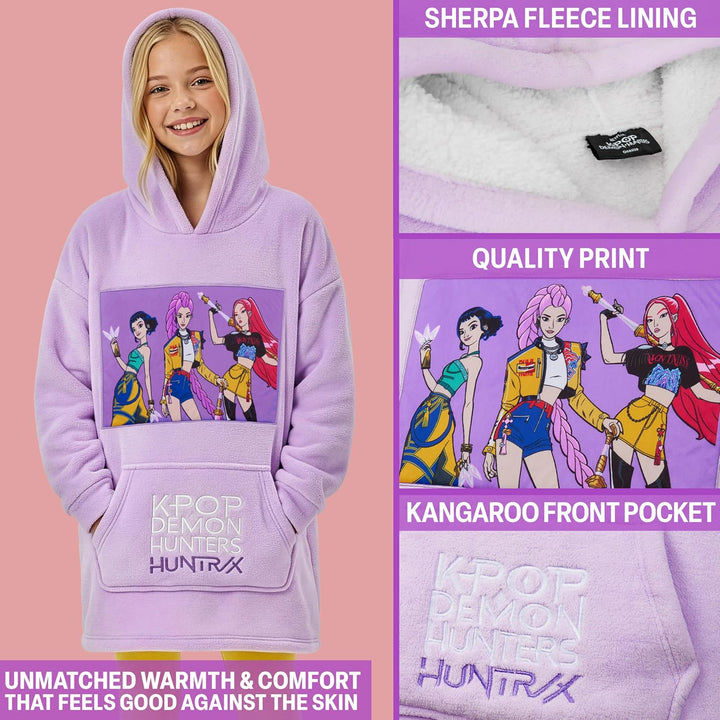 KPop Demon Hunters Offiziell Hoodie Mädchen Teenager 6-14 Jahre, Weicher Oversize Poncho Mit Känguru