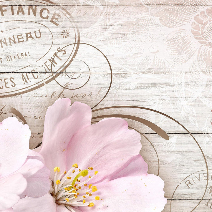 Runa Art Wandbilder Vintage Blumen 5 Teilig Bild auf Vlies Leinwand Deko Wohnzimmer Holzoptik Beige