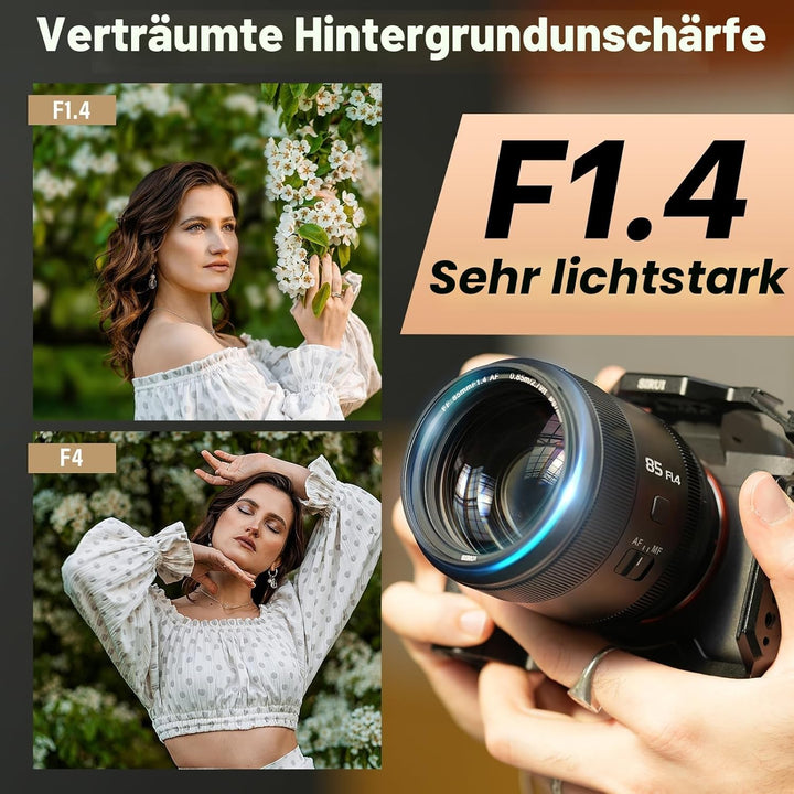 SIRUI Aurora 85 mm F1.4 Vollformat Autofokusobjektiv, Teleobjektiv Prime Portrait für E-Mount-Kamera