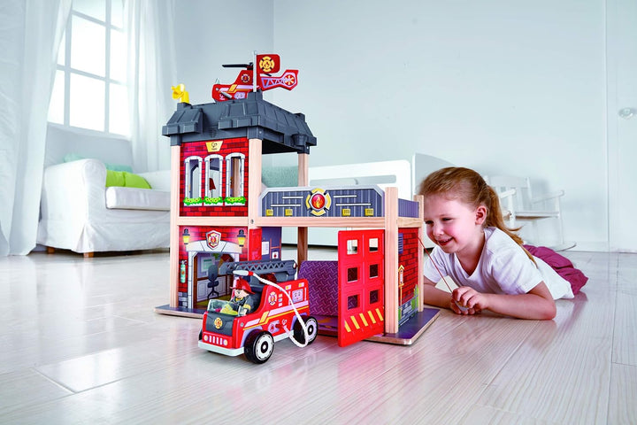 Grossstadt-Feuerwache Spieleset von Hape aus Holz für Kinder ab 3 Jahren