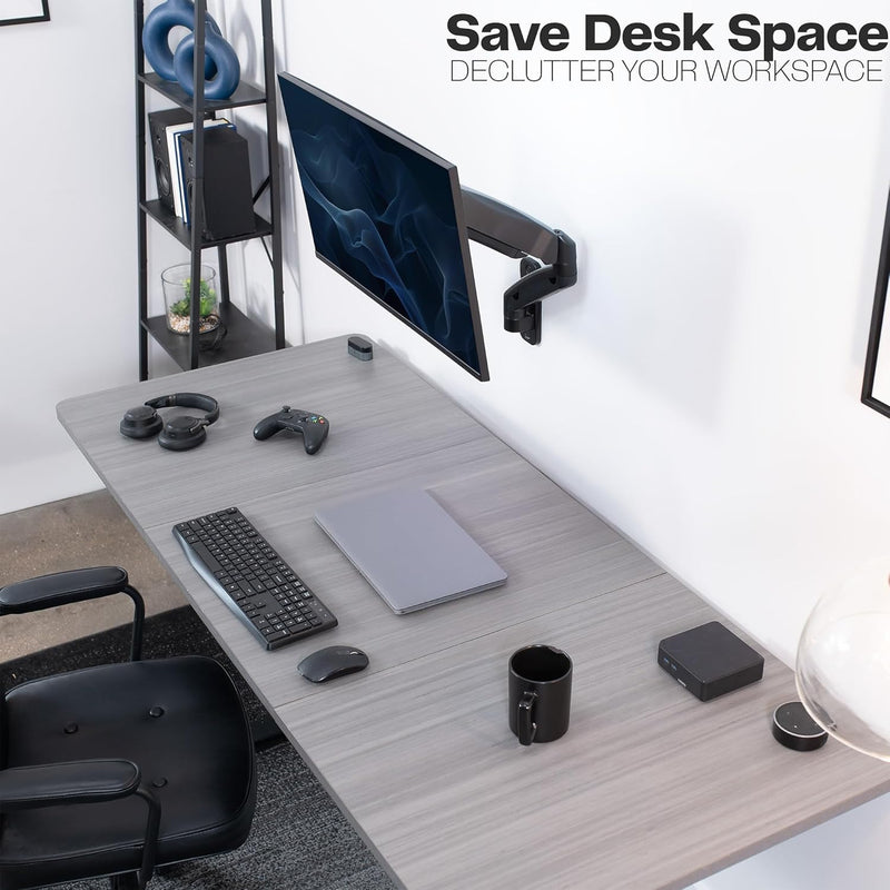 VIVO MOUNT-V001G Höhenverstellbare, pneumatische, verlängerte Arm, Einzel-Monitorwandhalterung, voll