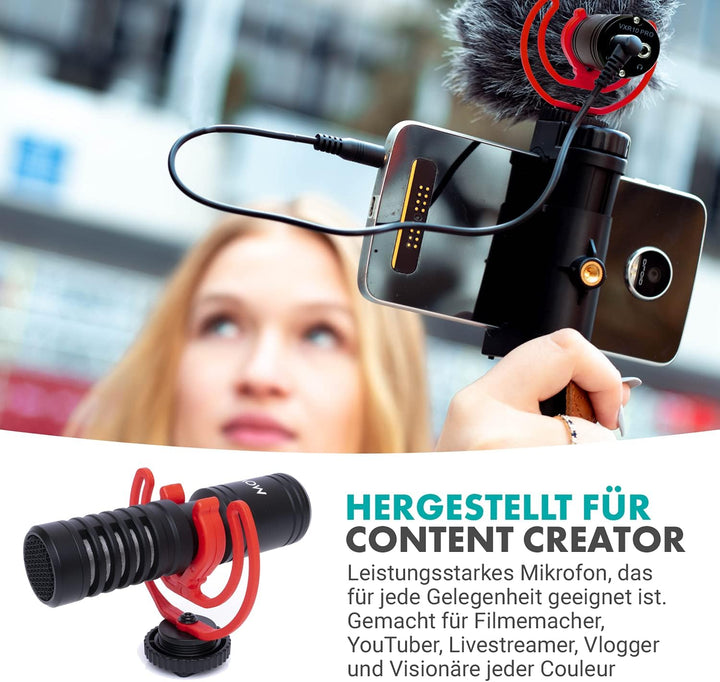 Movo VXR10-PRO Externes Videomikrofon für Kamera mit Rycote Lyre Stossdämpfer - Kompaktes Richtrohrm
