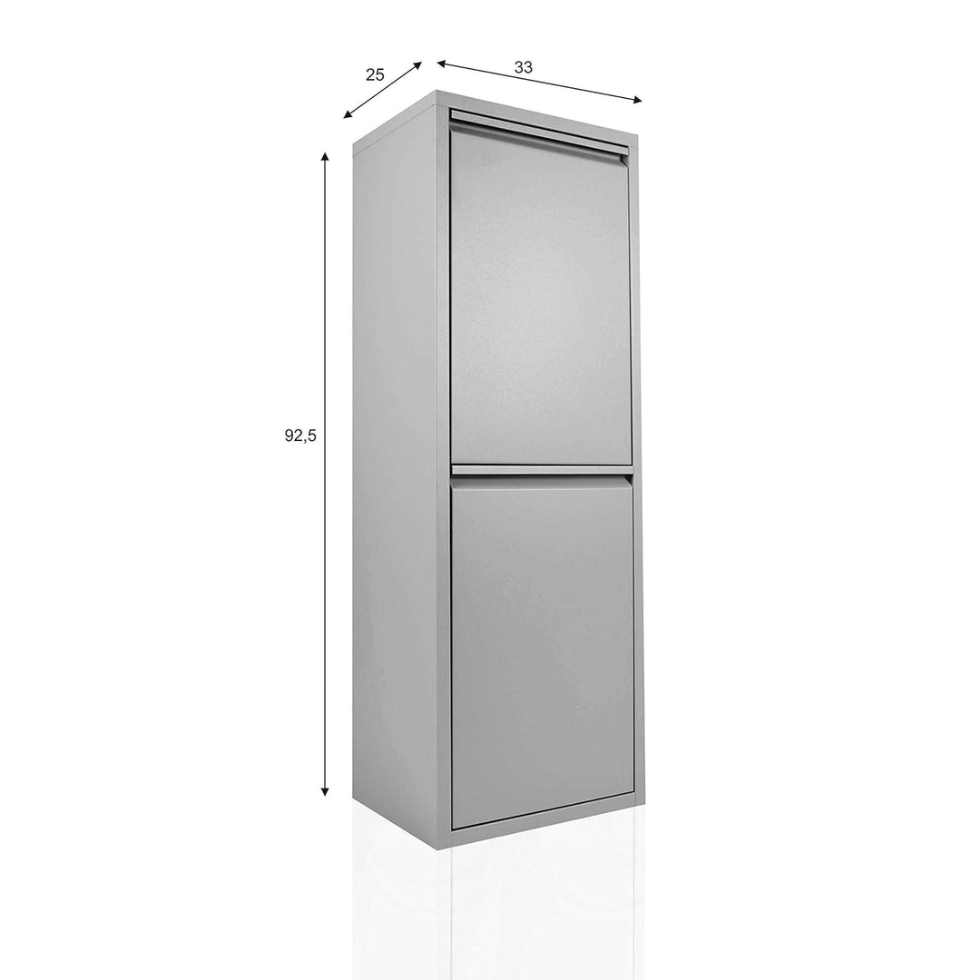 Betten-ABC Refina Mehrzweckschrank, Mülltrenner, platzsparend, aus pflegeleichtem Metall Farbe Grau,