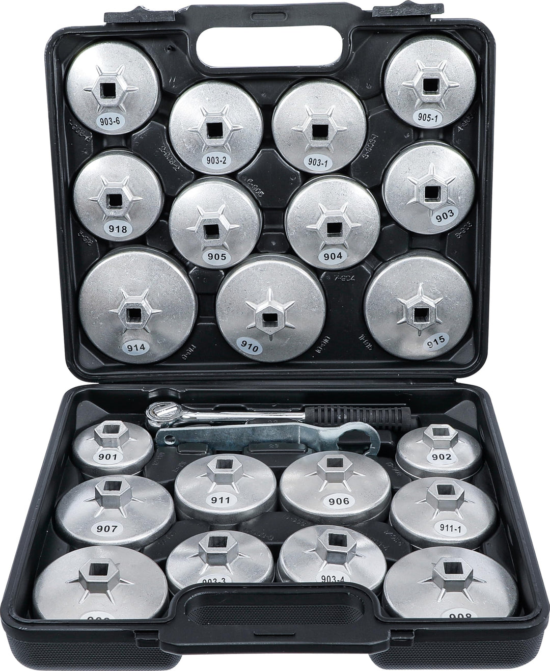 BGS Diy 1035 | Ölfilterschlüssel-Satz | Aluminium-Druckguss | 12,5 mm (1/2") | 23-tlg. Satz | 23-tlg