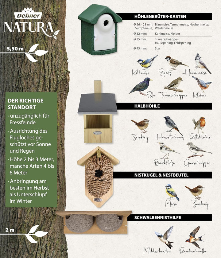 Dehner Natura Premium Wildvogel Nistkasten Domingo,Vogelhaus / Vogelnistkasten für Wildvögel, robust