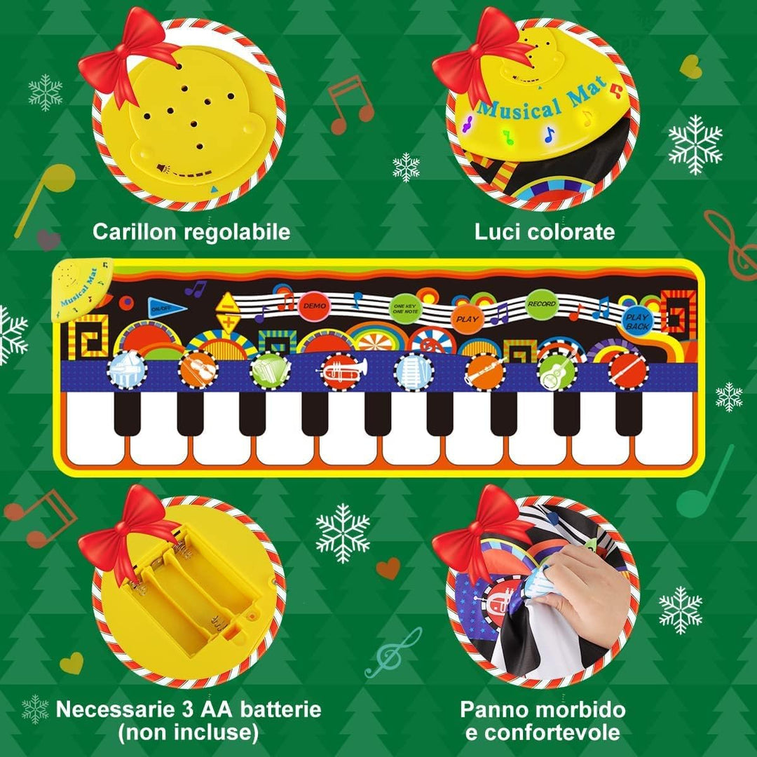 Piano Matte, Tanzmatten Klaviermatte Musikmatte Kinder, 5 Modi 8 Instrumente Sounds Spielzeug Musik