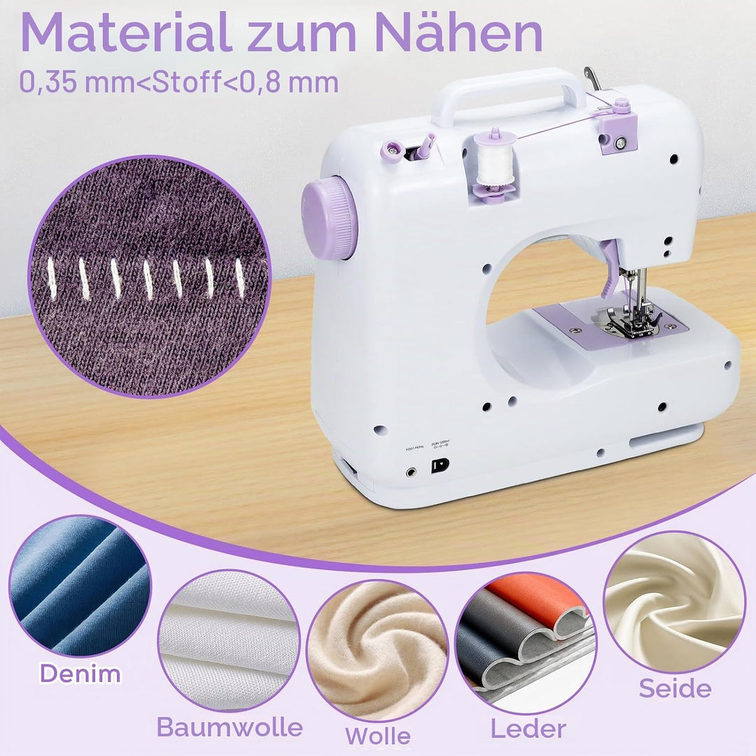 Elektrische Handnähmaschine für Anfänger DIY Werkzeug Geschenk, 12 automatische Nähmuster Geschwindi