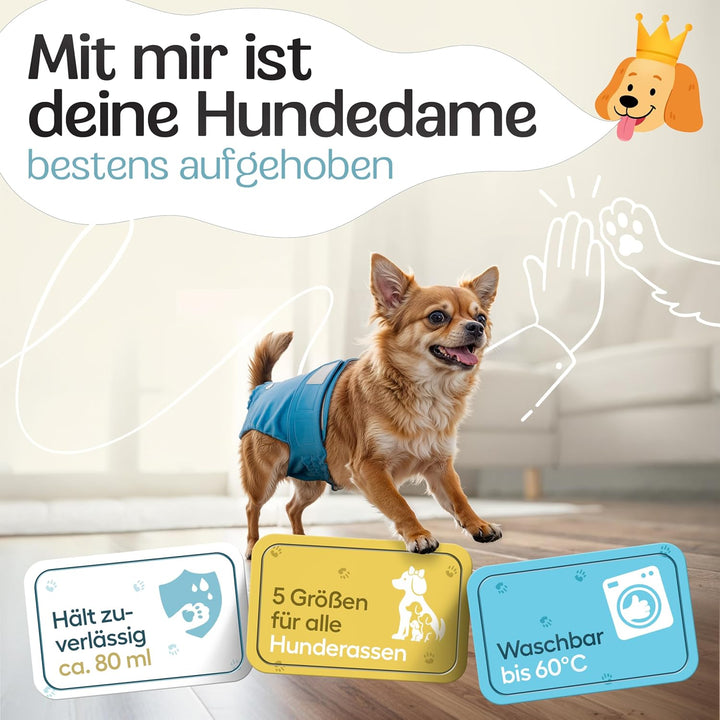 HUND IST KÖNIG Hundewindeln für Hündinnen (3 Stück) - Hochabsorbierende Läufigkeitshose für Hündinne