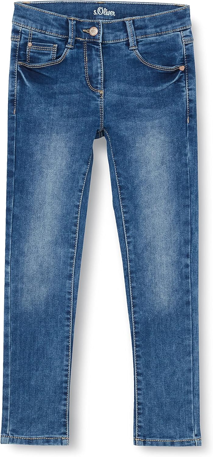 s.Oliver Mädchen Slim: Denim im Used-Look 92 Slim Blau, 92 Slim Blau