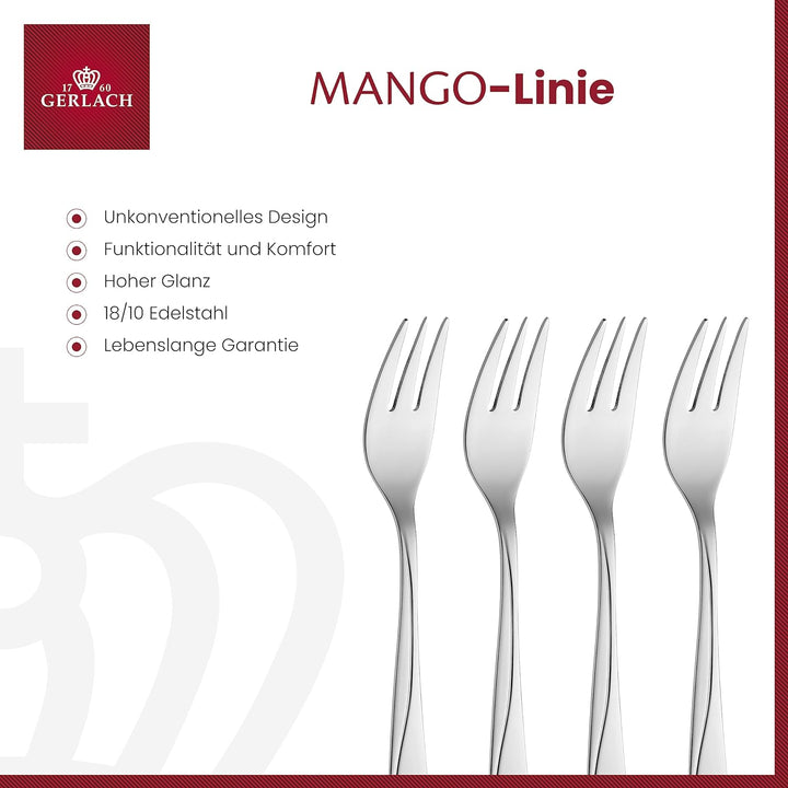 Gerlach Mango Kuchengabel Set Für 6 Personen Spülmaschinenfest Kleine Gabeln Dessertbesteck Essbeste