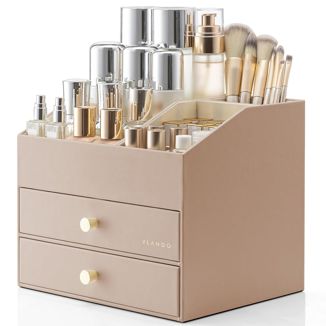 VLANDO Make up Organizer mit 3 Schubladen, Schminktisch Kosmetik Skincare Parfüm Organizer, für Bade