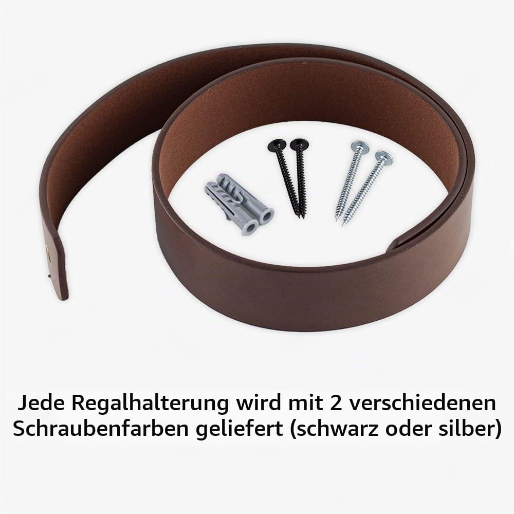 Brute Strength - Regalträger aus PU-Leder - Braun - 6 Stück - Regalträger - Wandhalter - Regalbänder
